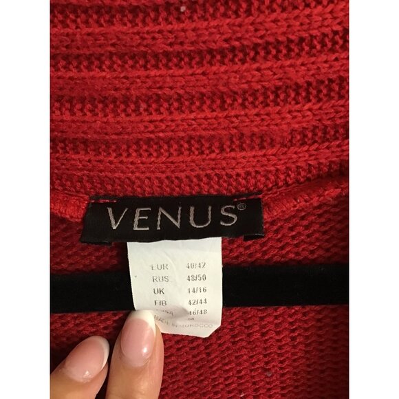 Venus Womens Red Knit Cardigan Wrap Sweater With Buckle Detail Size M - Picture 3 of 7